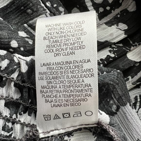 Miley Cyrus Max Azria Tunic Womens Small Black White Drawstring Georgette Sheer - Picture 16 of 16